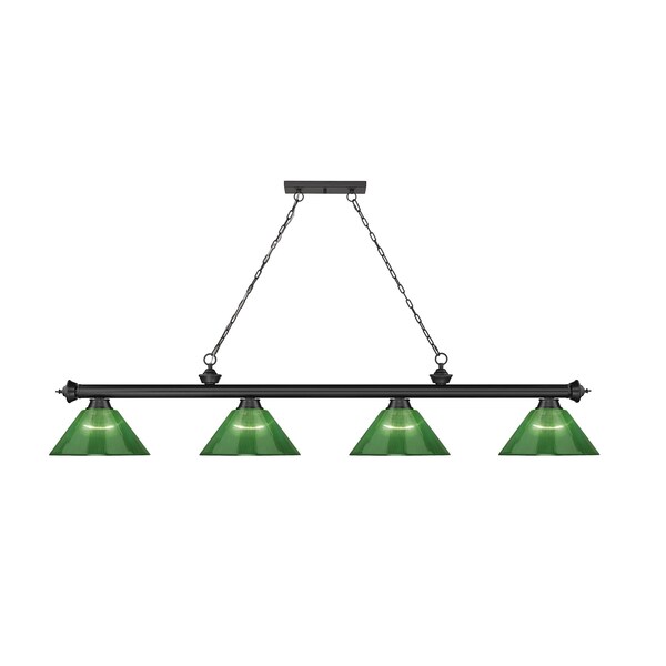 Cordon 4 Light Billiard, Matte Black & Green